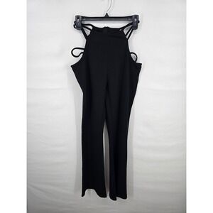 Zaful Womens Black Strappy Halter Cold Shoulder Flare Leg pants Size 6